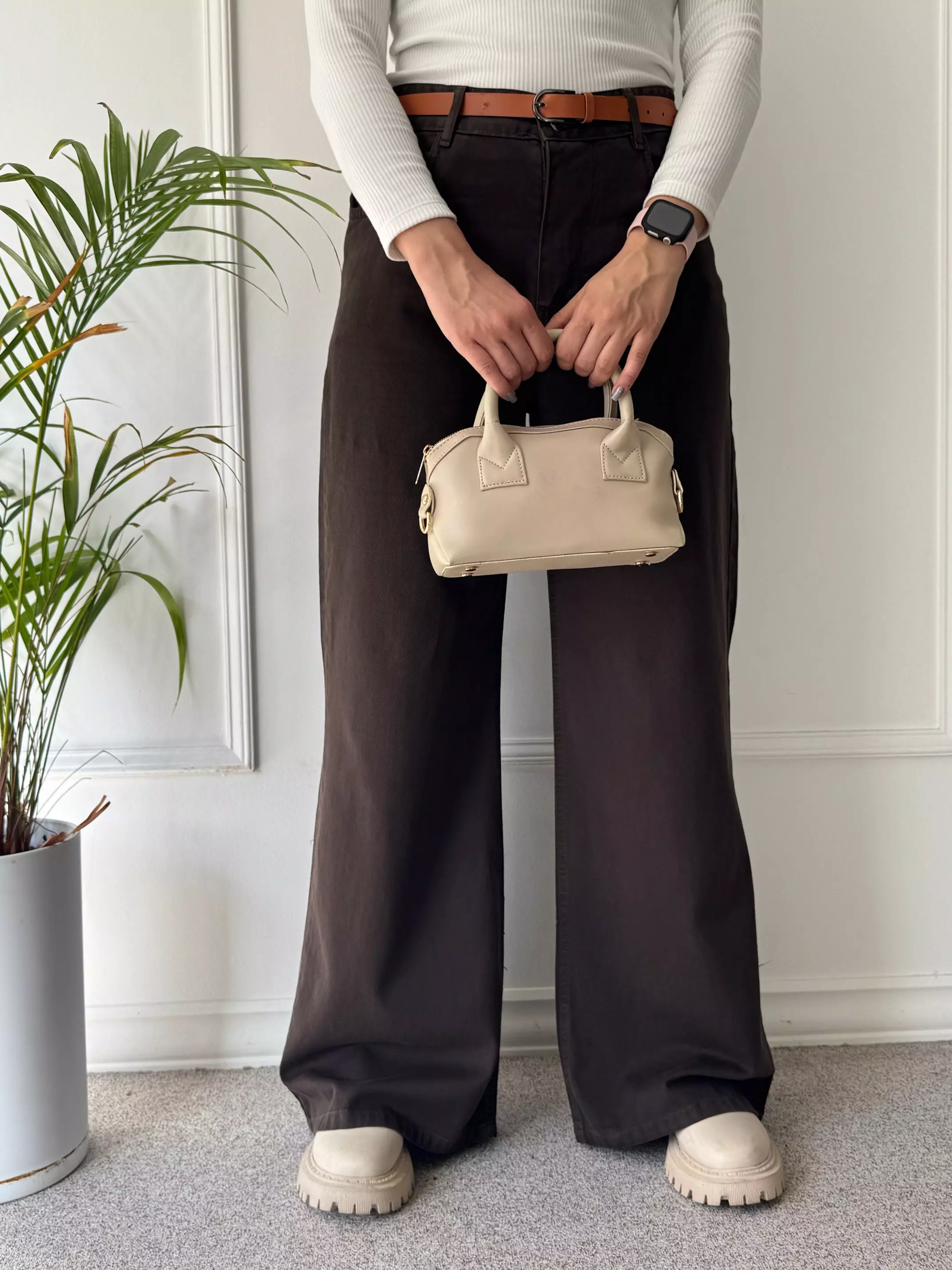 شلوار کتان نیم بگ